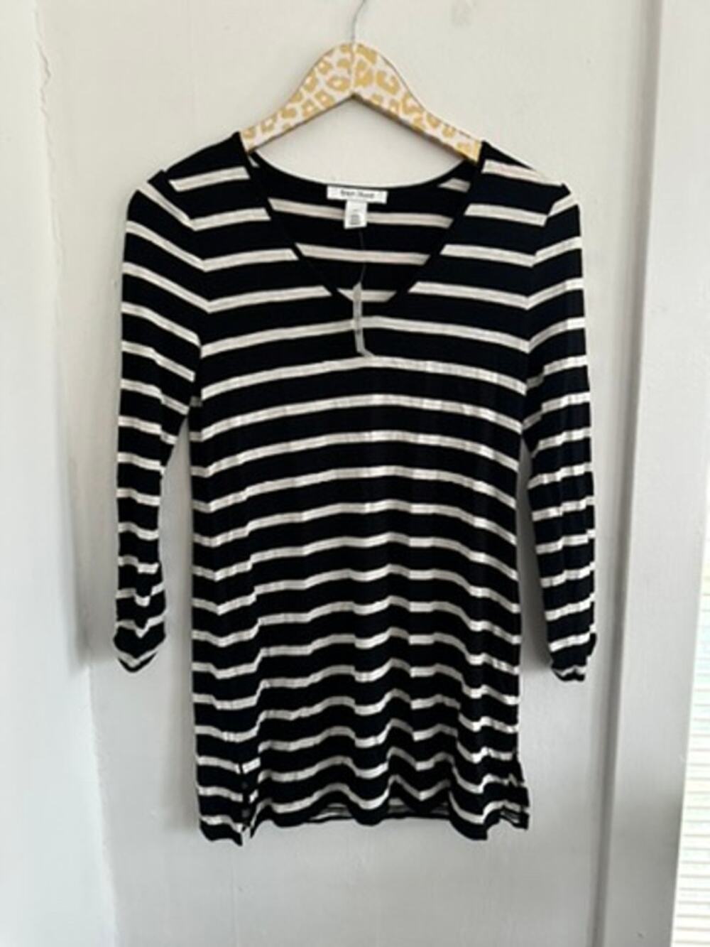 White House Black Market Women's Striped Knit Tunic Blouse | Size XS